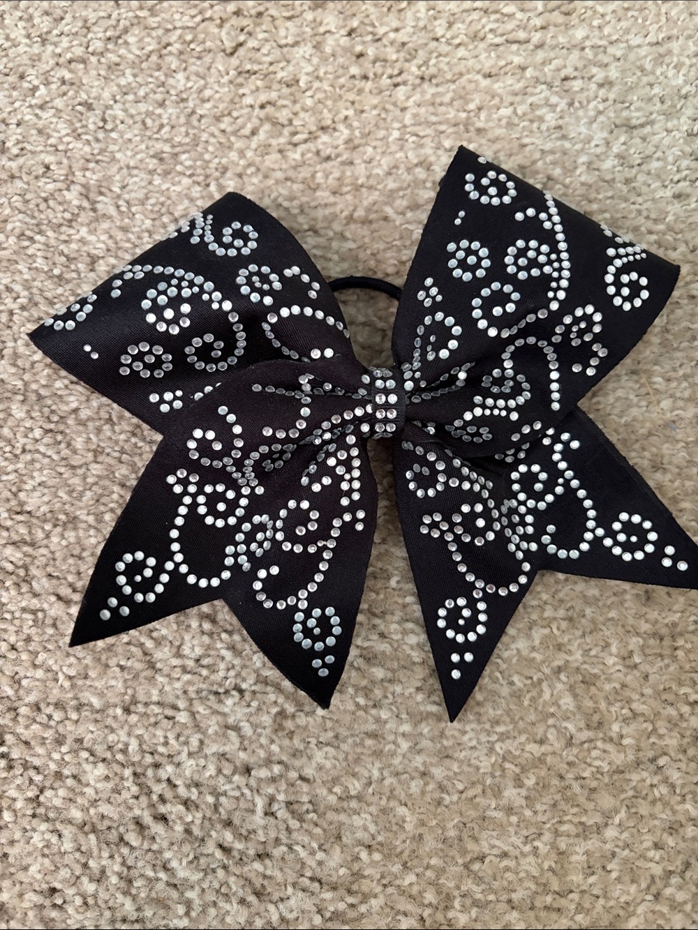 Black Rhinestone Swirl Hair Bow for Kids